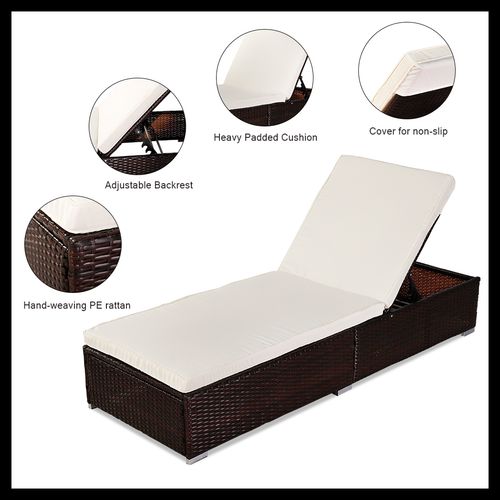 Outdoor Leisure Rattan Furniture Pool Bed / Chaise (Single Sheet)-Brown