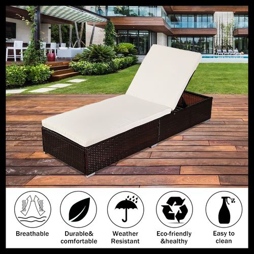 Outdoor Leisure Rattan Furniture Pool Bed / Chaise (Single Sheet)-Brown